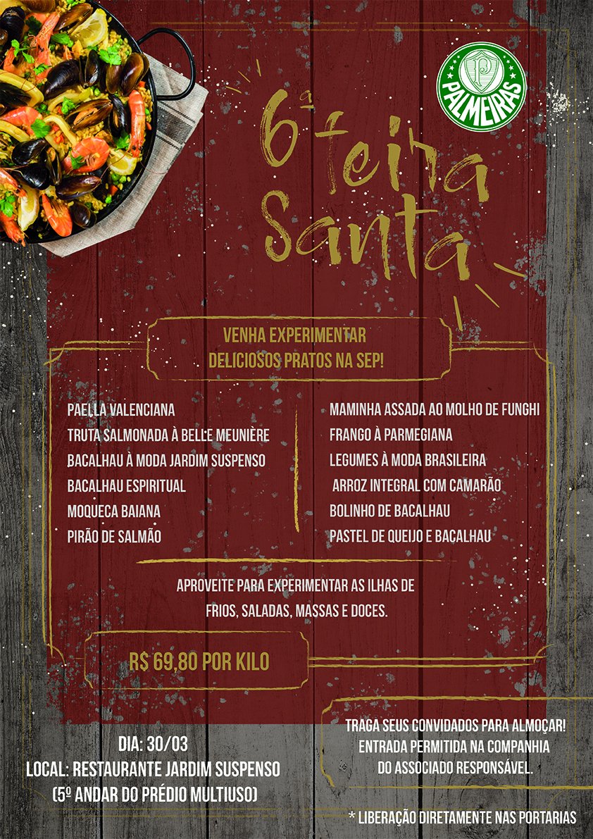 Restaurante do Verdão tem menu reachado de frutos do mar na Sexta-feira Santa