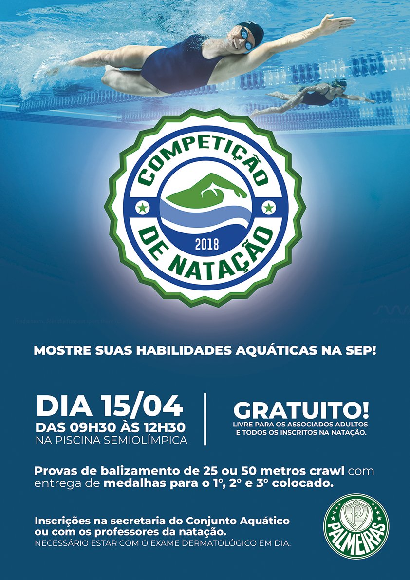 Verdão organiza competição de nado livre para todos os associados; inscreva-se