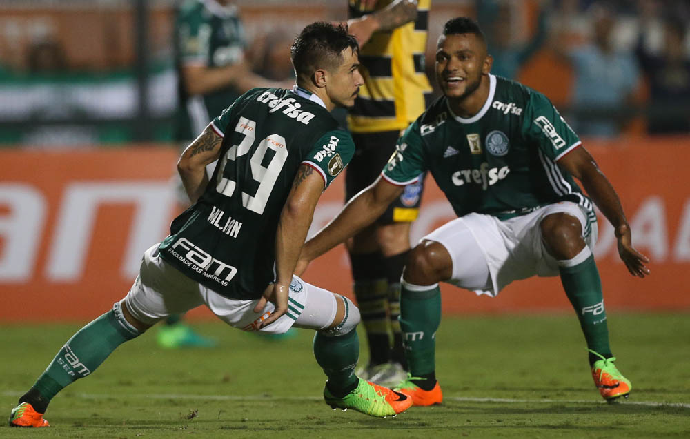 Cesar Greco/Ag. Palmeiras/Divulgação _ Willian e Borja foram para as redes diante do Novorizontino e conduziram o Verdão à vitória