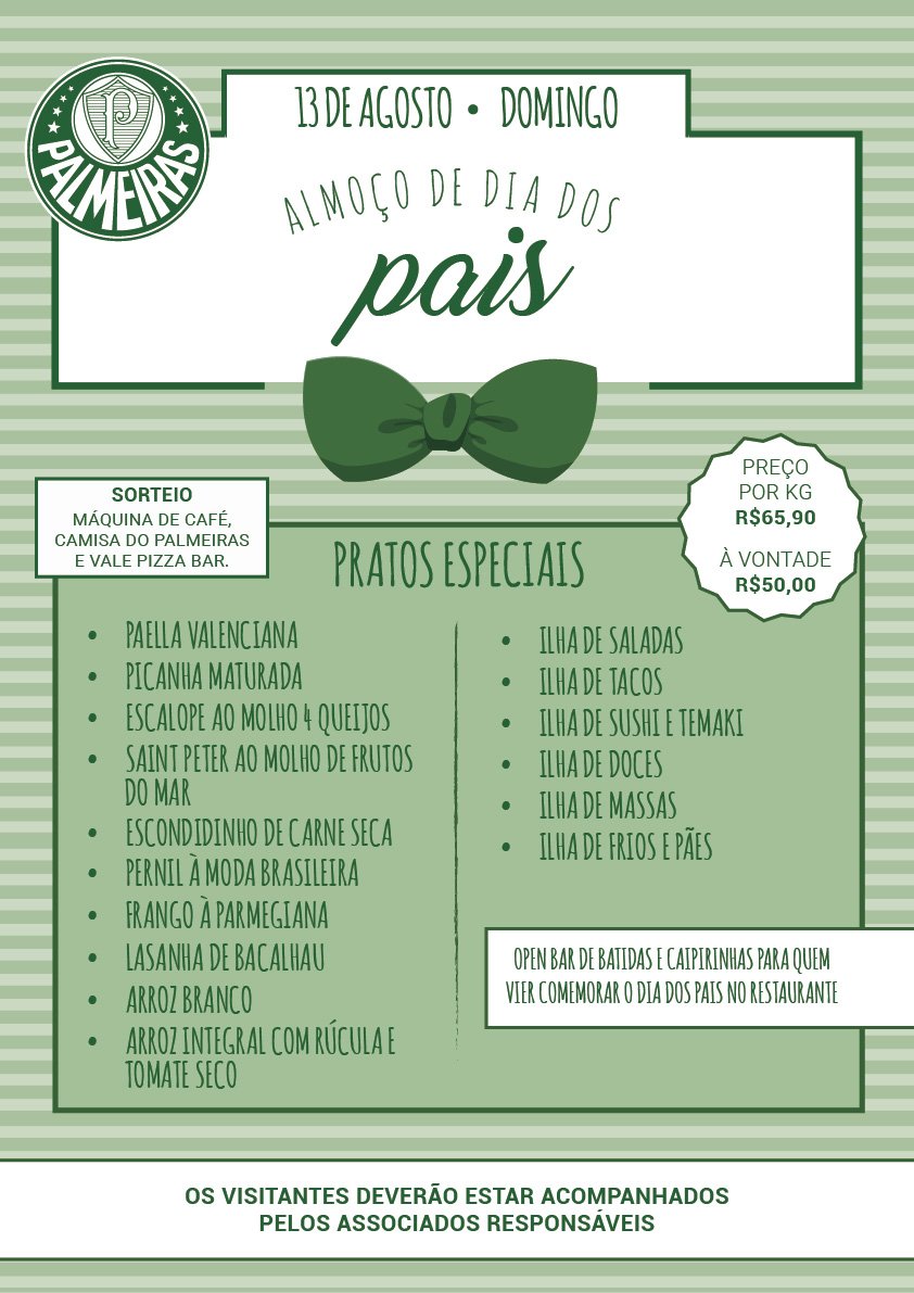 Palmeiras promove almoço de Dia dos Pais com sorteio de prêmios