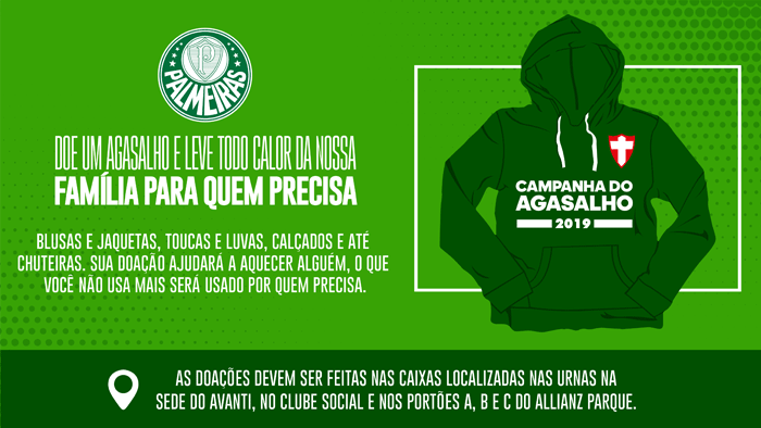 Palmeiras inicia Campanha do Agasalho na partida contra Inter no Allianz Parque