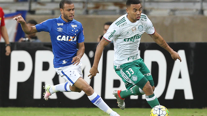 Cesar Greco/Ag.Palmeiras/Divulgação_Gabriel Jesus anotou único gol do Verdão na noite deste sábado (25)